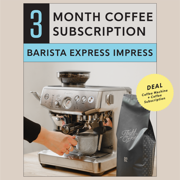 Breville Barista Express Impress Machine + 3 Month Coffee Subscription