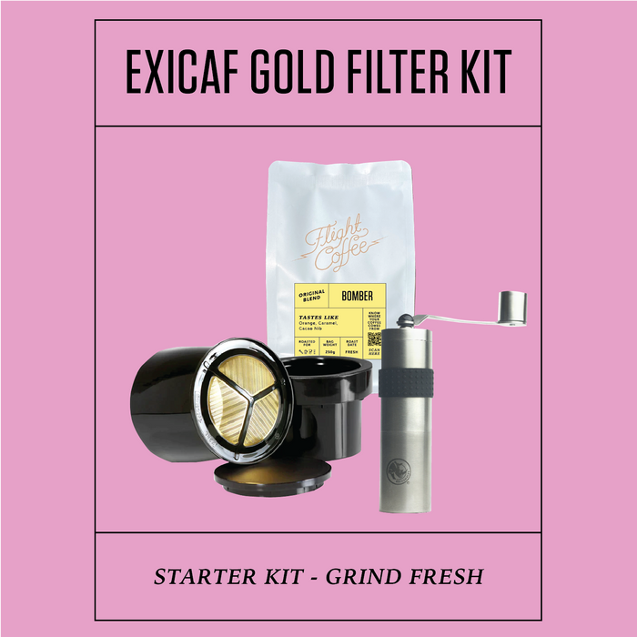 Exicaf Gold Filter Kit w/ Hand Grinder