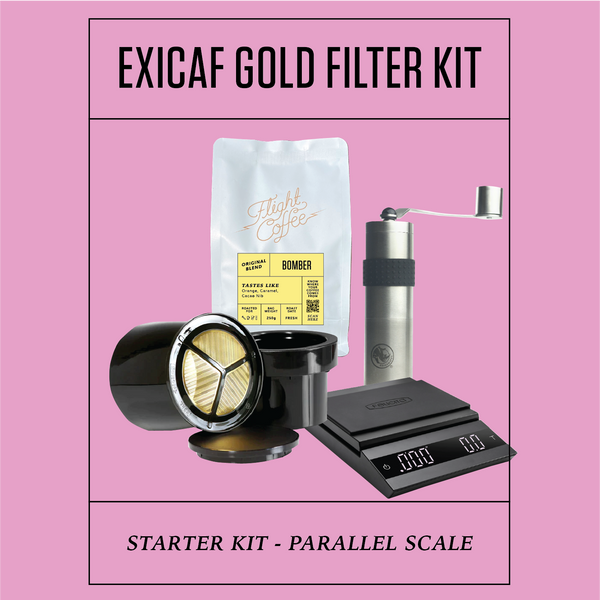 Exicaf Gold Filter Kit w/ Parallel Scales Flight Coffee