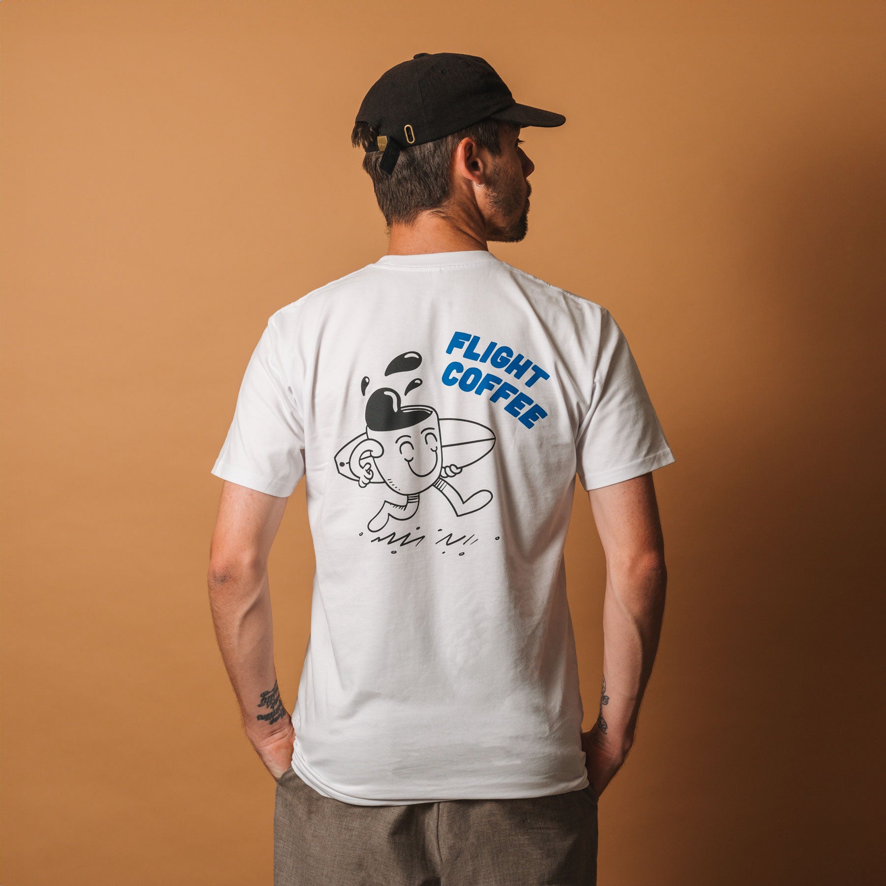 White surf person tee