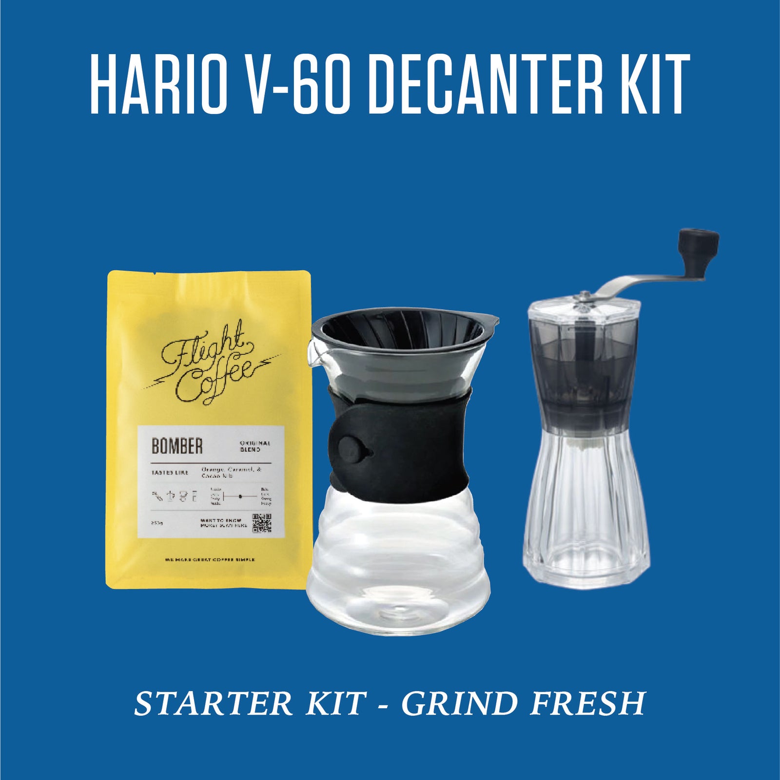 Hario V60 Decanter Kit w/ Hand Grinder